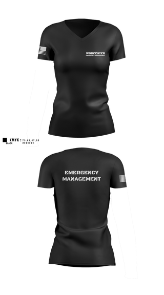 Womens Short Sleeve Vneck Shirt, Worcester Emergency Management, Fire Department, Teamtime, Team time, sublimation, custom sports apparel, team uniforms, spirit wear, spiritwear, sports uniforms, custom shirts, team store, custom team store, fundraiser sports, apparel fundraiser