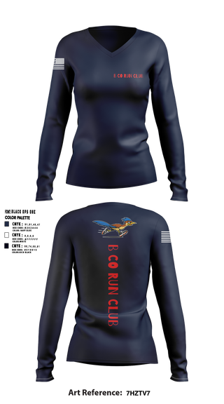 Womens Long Sleeve Vneck Shirt, Blackfoot Company Run Club, Army, Teamtime, Team time, sublimation, custom sports apparel, team uniforms, spirit wear, spiritwear, sports uniforms, custom shirts, team store, custom team store, fundraiser sports, apparel fundraiser