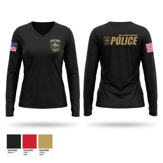 Womens Long Sleeve Vneck Shirt, Long Beach Township Police Department, Police, Teamtime, Team time, sublimation, custom sports apparel, team uniforms, spirit wear, spiritwear, sports uniforms, custom shirts, team store, custom team store, fundraiser sports, apparel fundraiser