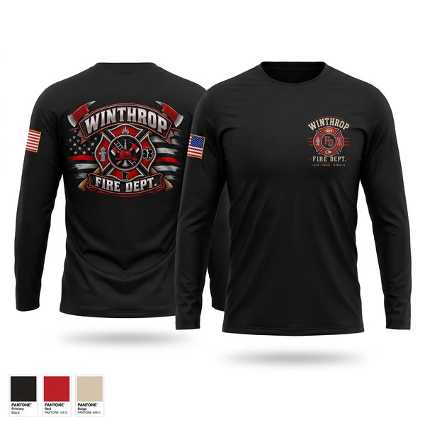 Long Sleeve Performance Shirt, Winthrop Fire Department, Fire Department, Teamtime, Team time, sublimation, custom sports apparel, team uniforms, spirit wear, spiritwear, sports uniforms, custom shirts, team store, custom team store, fundraiser sports, apparel fundraiser