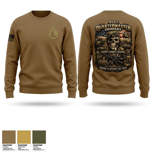 Crew Neck Sweatshirt, 417th Quartermaster Company, Army, Teamtime, Team time, sublimation, custom sports apparel, team uniforms, spirit wear, spiritwear, sports uniforms, custom shirts, team store, custom team store, fundraiser sports, apparel fundraiser