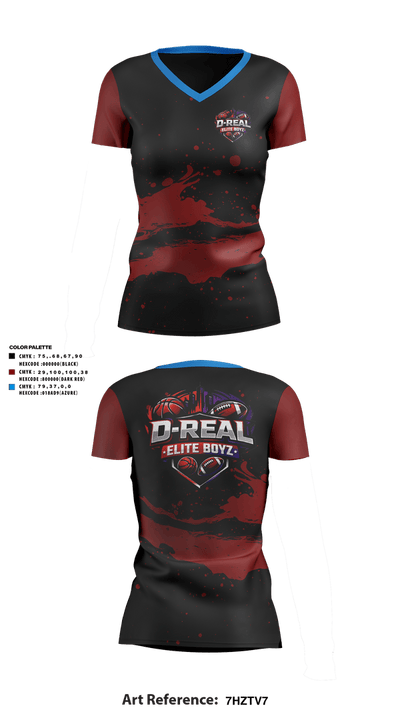 D-real elite boyz 47606971 Women's Short Sleeve V-neck Shirt - 1