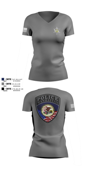 Womens Short Sleeve Vneck Shirt, Manhattan Police Department, , Teamtime, Team time, sublimation, custom sports apparel, team uniforms, spirit wear, spiritwear, sports uniforms, custom shirts, team store, custom team store, fundraiser sports, apparel fundraiser