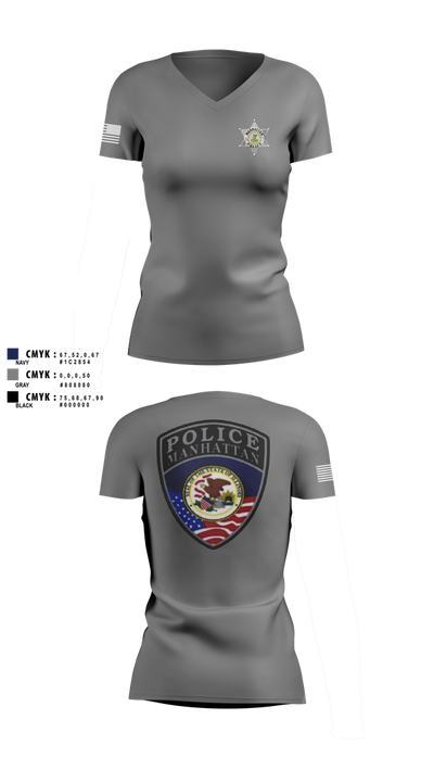 Manhattan Police Department 25505954 Women's Short Sleeve V-neck Shirt - 102