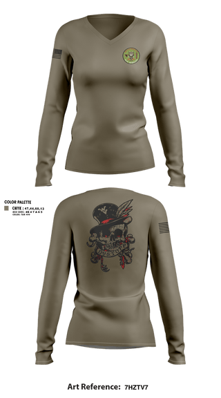 Womens Long Sleeve Vneck Shirt, C Co 2-104th GSAB, Army, Teamtime, Team time, sublimation, custom sports apparel, team uniforms, spirit wear, spiritwear, sports uniforms, custom shirts, team store, custom team store, fundraiser sports, apparel fundraiser