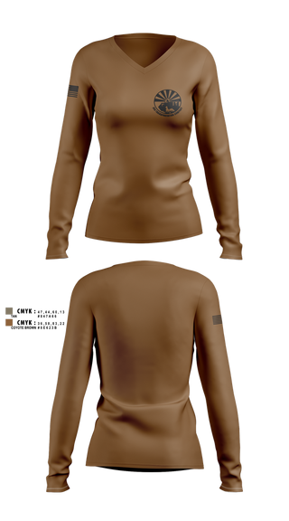 Womens Long Sleeve Vneck Shirt, 208 Transportation Company, , Teamtime, Team time, sublimation, custom sports apparel, team uniforms, spirit wear, spiritwear, sports uniforms, custom shirts, team store, custom team store, fundraiser sports, apparel fundraiser