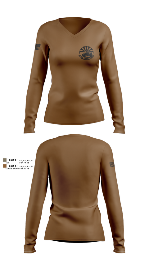 Womens Long Sleeve Vneck Shirt, 208 Transportation Company, , Teamtime, Team time, sublimation, custom sports apparel, team uniforms, spirit wear, spiritwear, sports uniforms, custom shirts, team store, custom team store, fundraiser sports, apparel fundraiser