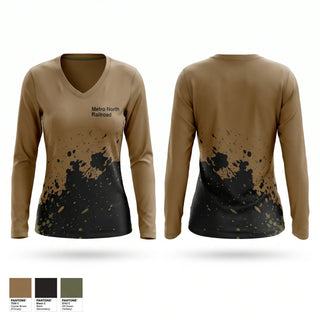 Womens Long Sleeve Vneck Shirt, Metro North Railroad, , Teamtime, Team time, sublimation, custom sports apparel, team uniforms, spirit wear, spiritwear, sports uniforms, custom shirts, team store, custom team store, fundraiser sports, apparel fundraiser