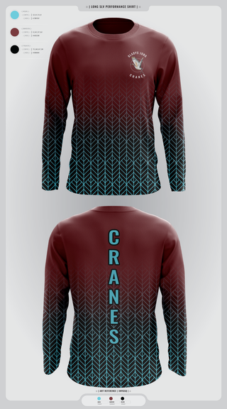Long Sleeve Performance Shirt, Cranes, Spirit Store, Teamtime, Team time, sublimation, custom sports apparel, team uniforms, spirit wear, spiritwear, sports uniforms, custom shirts, team store, custom team store, fundraiser sports, apparel fundraiser