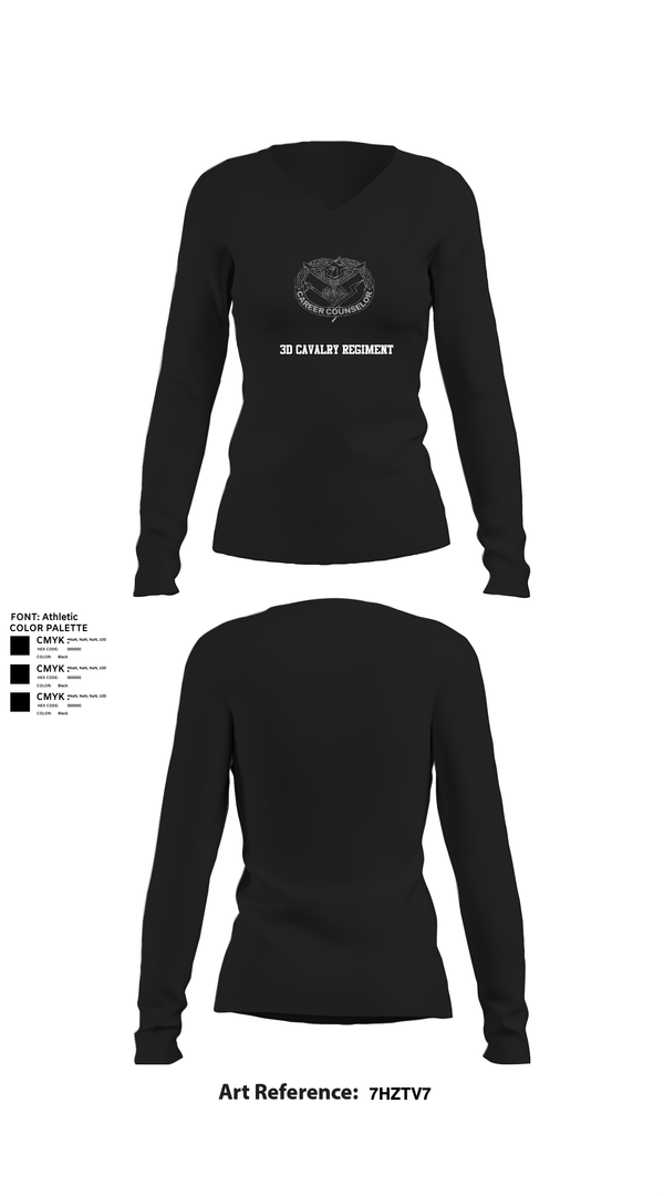 Womens Long Sleeve Vneck Shirt, 3d Cavalry Regiment, Army, Teamtime, Team time, sublimation, custom sports apparel, team uniforms, spirit wear, spiritwear, sports uniforms, custom shirts, team store, custom team store, fundraiser sports, apparel fundraiser