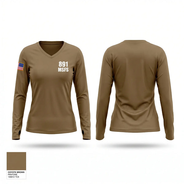 Womens Long Sleeve Vneck Shirt, 891 MSFS, Air Force, Teamtime, Team time, sublimation, custom sports apparel, team uniforms, spirit wear, spiritwear, sports uniforms, custom shirts, team store, custom team store, fundraiser sports, apparel fundraiser