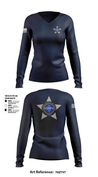 Womens Long Sleeve Vneck Shirt, Illinois Council of Police, Police, Teamtime, Team time, sublimation, custom sports apparel, team uniforms, spirit wear, spiritwear, sports uniforms, custom shirts, team store, custom team store, fundraiser sports, apparel fundraiser