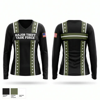 Womens Long Sleeve Vneck Shirt, Major Theft Task Force, Police, Teamtime, Team time, sublimation, custom sports apparel, team uniforms, spirit wear, spiritwear, sports uniforms, custom shirts, team store, custom team store, fundraiser sports, apparel fundraiser
