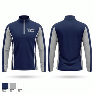 Quarter Zip Jacket, St. Francis de Sales, Cross Country, Teamtime, Team time, sublimation, custom sports apparel, team uniforms, spirit wear, spiritwear, sports uniforms, custom shirts, team store, custom team store, fundraiser sports, apparel fundraiser