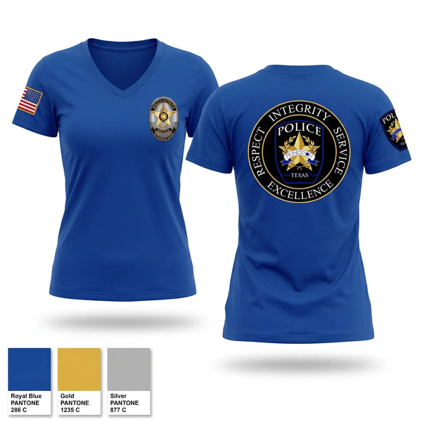 Womens Short Sleeve Vneck Shirt, Princeton Police Department, Police, Teamtime, Team time, sublimation, custom sports apparel, team uniforms, spirit wear, spiritwear, sports uniforms, custom shirts, team store, custom team store, fundraiser sports, apparel fundraiser