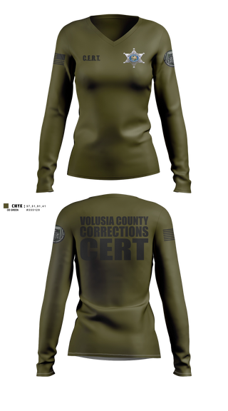 Womens Long Sleeve Vneck Shirt, Volusia County CERT, Police, Teamtime, Team time, sublimation, custom sports apparel, team uniforms, spirit wear, spiritwear, sports uniforms, custom shirts, team store, custom team store, fundraiser sports, apparel fundraiser
