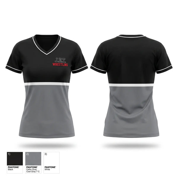 Womens Short Sleeve Vneck Shirt, J.E.T., Wrestling, Teamtime, Team time, sublimation, custom sports apparel, team uniforms, spirit wear, spiritwear, sports uniforms, custom shirts, team store, custom team store, fundraiser sports, apparel fundraiser