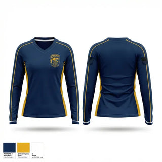 Womens Long Sleeve Vneck Shirt, Cameron VFD, Fire Department, Teamtime, Team time, sublimation, custom sports apparel, team uniforms, spirit wear, spiritwear, sports uniforms, custom shirts, team store, custom team store, fundraiser sports, apparel fundraiser