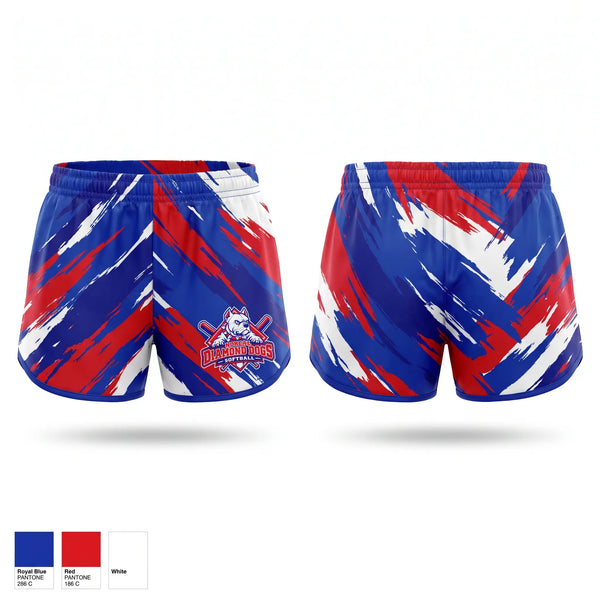 Womens Shorts, NorCal Diamond Dogs, Softball, Teamtime, Team time, sublimation, custom sports apparel, team uniforms, spirit wear, spiritwear, sports uniforms, custom shirts, team store, custom team store, fundraiser sports, apparel fundraiser