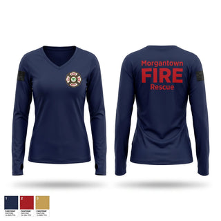Womens Long Sleeve Vneck Shirt, MFD, Fire Department, Teamtime, Team time, sublimation, custom sports apparel, team uniforms, spirit wear, spiritwear, sports uniforms, custom shirts, team store, custom team store, fundraiser sports, apparel fundraiser