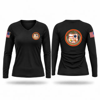Womens Long Sleeve Vneck Shirt, Jefferson County E911, Police, Teamtime, Team time, sublimation, custom sports apparel, team uniforms, spirit wear, spiritwear, sports uniforms, custom shirts, team store, custom team store, fundraiser sports, apparel fundraiser