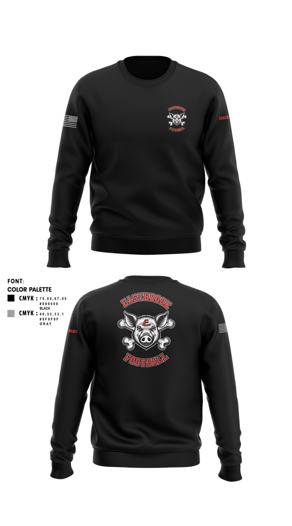 Crew Neck Sweatshirt, Eastbrook Football, Army, Teamtime, Team time, sublimation, custom sports apparel, team uniforms, spirit wear, spiritwear, sports uniforms, custom shirts, team store, custom team store, fundraiser sports, apparel fundraiser