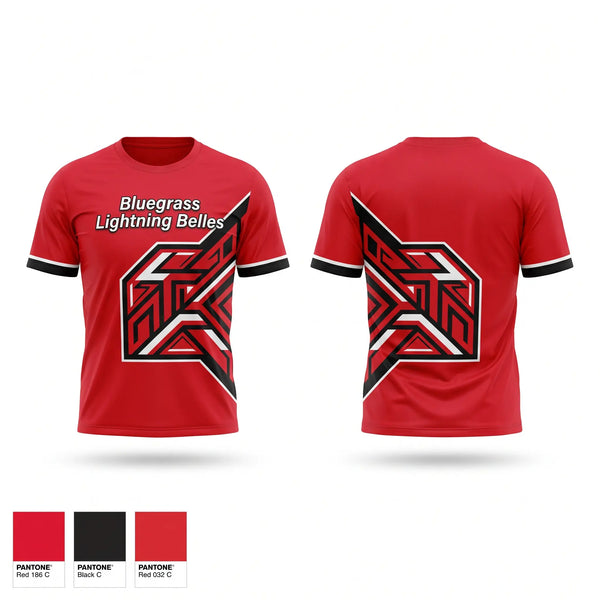 Short Sleeve Performance Shirt, Bluegrass Lightning Belles, Softball, Teamtime, Team time, sublimation, custom sports apparel, team uniforms, spirit wear, spiritwear, sports uniforms, custom shirts, team store, custom team store, fundraiser sports, apparel fundraiser