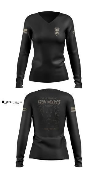 Womens Long Sleeve Vneck Shirt, 258th HR CO, Army, Teamtime, Team time, sublimation, custom sports apparel, team uniforms, spirit wear, spiritwear, sports uniforms, custom shirts, team store, custom team store, fundraiser sports, apparel fundraiser