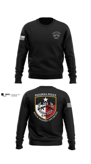 Crew Neck Sweatshirt, Pasadena PD SWAT, Police, Teamtime, Team time, sublimation, custom sports apparel, team uniforms, spirit wear, spiritwear, sports uniforms, custom shirts, team store, custom team store, fundraiser sports, apparel fundraiser