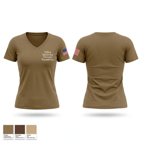 Womens Short Sleeve Vneck Shirt, 123rd Security Forces Squadron, Air Force, Teamtime, Team time, sublimation, custom sports apparel, team uniforms, spirit wear, spiritwear, sports uniforms, custom shirts, team store, custom team store, fundraiser sports, apparel fundraiser