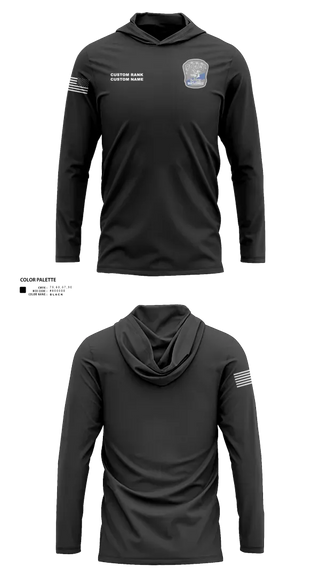 Long Sleeve Performance Shirt with hood, Bartlesville Police Department, Police, Teamtime, Team time, sublimation, custom sports apparel, team uniforms, spirit wear, spiritwear, sports uniforms, custom shirts, team store, custom team store, fundraiser sports, apparel fundraiser
