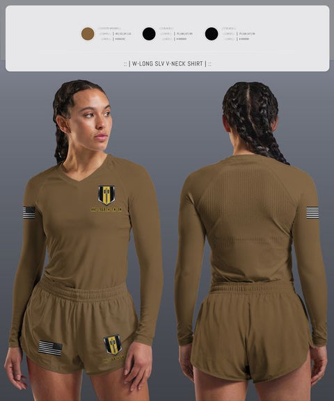 Womens Long Sleeve Vneck Shirt, HHC 368th EN BN, , Teamtime, Team time, sublimation, custom sports apparel, team uniforms, spirit wear, spiritwear, sports uniforms, custom shirts, team store, custom team store, fundraiser sports, apparel fundraiser