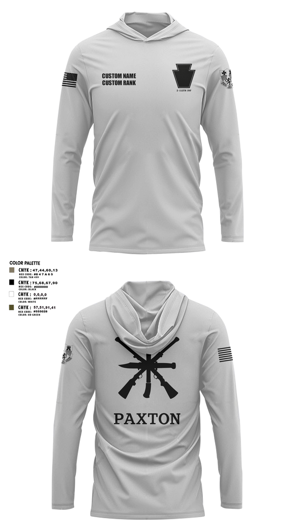 Long Sleeve Performance Shirt with hood, 2/112, Army, Teamtime, Team time, sublimation, custom sports apparel, team uniforms, spirit wear, spiritwear, sports uniforms, custom shirts, team store, custom team store, fundraiser sports, apparel fundraiser