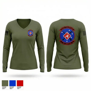 Womens Long Sleeve Vneck Shirt, 3D LAAD BN, Marines, Teamtime, Team time, sublimation, custom sports apparel, team uniforms, spirit wear, spiritwear, sports uniforms, custom shirts, team store, custom team store, fundraiser sports, apparel fundraiser