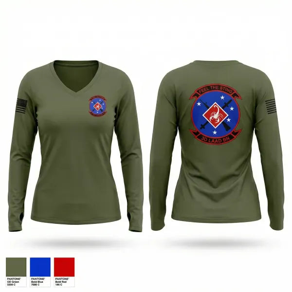 Womens Long Sleeve Vneck Shirt, 3D LAAD BN, Marines, Teamtime, Team time, sublimation, custom sports apparel, team uniforms, spirit wear, spiritwear, sports uniforms, custom shirts, team store, custom team store, fundraiser sports, apparel fundraiser