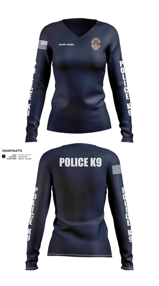 Womens Long Sleeve Vneck Shirt, St George Police K9, Police, Teamtime, Team time, sublimation, custom sports apparel, team uniforms, spirit wear, spiritwear, sports uniforms, custom shirts, team store, custom team store, fundraiser sports, apparel fundraiser