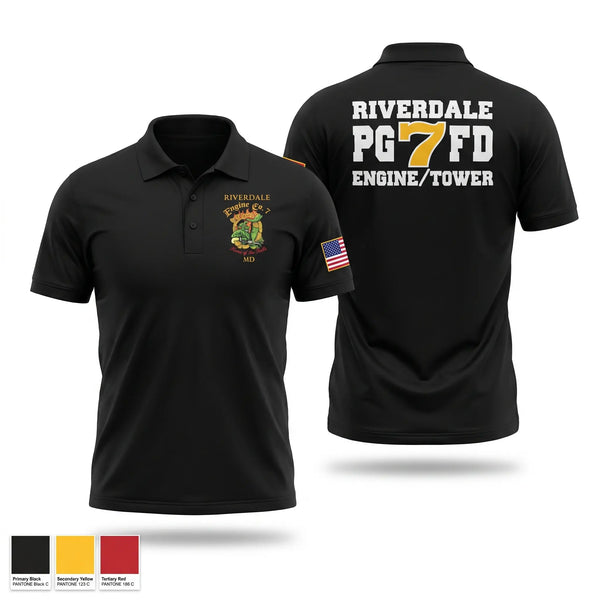 Short Sleeve Performance Polo, RIVERDALE FIRE DEPARTMENT, Fire Department, Teamtime, Team time, sublimation, custom sports apparel, team uniforms, spirit wear, spiritwear, sports uniforms, custom shirts, team store, custom team store, fundraiser sports, apparel fundraiser