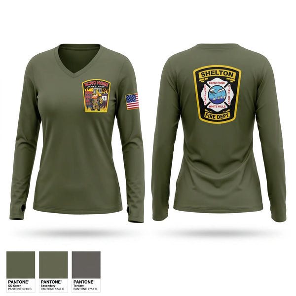 Womens Long Sleeve Vneck Shirt, Echo Hose H&L Co. 1, Fire Department, Teamtime, Team time, sublimation, custom sports apparel, team uniforms, spirit wear, spiritwear, sports uniforms, custom shirts, team store, custom team store, fundraiser sports, apparel fundraiser