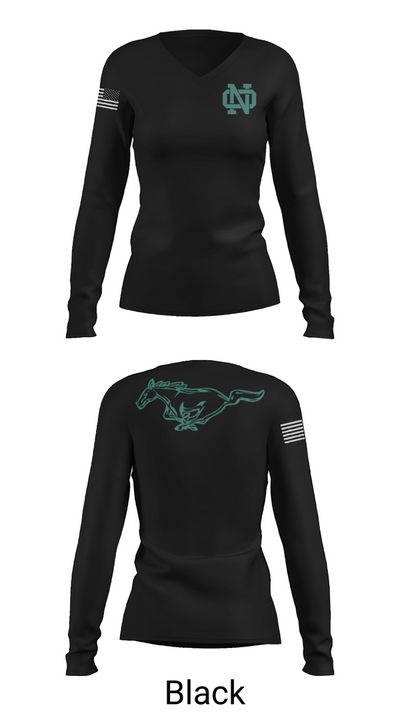 North Oldham Mustangs 77604898 Women's Long Sleeve V-neck Shirt - 35