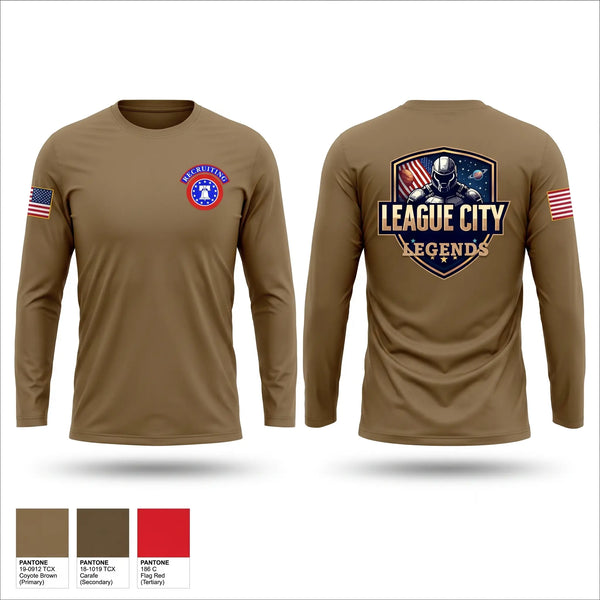 Long Sleeve Performance Shirt, LEAGUE CITY RECRUITING, Army, Teamtime, Team time, sublimation, custom sports apparel, team uniforms, spirit wear, spiritwear, sports uniforms, custom shirts, team store, custom team store, fundraiser sports, apparel fundraiser