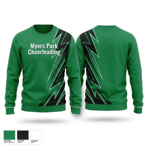Crew Neck Sweatshirt, Myers Park Cheerleading, Cheer, Teamtime, Team time, sublimation, custom sports apparel, team uniforms, spirit wear, spiritwear, sports uniforms, custom shirts, team store, custom team store, fundraiser sports, apparel fundraiser