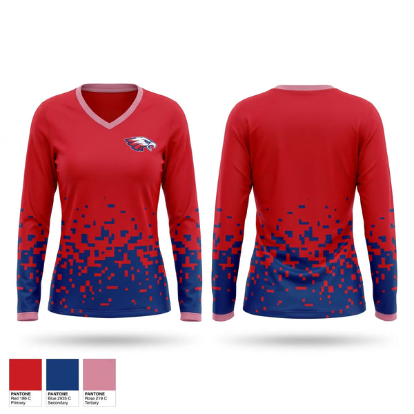 Womens Long Sleeve Vneck Shirt, Firebaugh eagles, Softball, Teamtime, Team time, sublimation, custom sports apparel, team uniforms, spirit wear, spiritwear, sports uniforms, custom shirts, team store, custom team store, fundraiser sports, apparel fundraiser