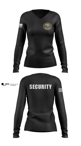 Womens Long Sleeve Vneck Shirt, Detroit bodyguards protection unit, , Teamtime, Team time, sublimation, custom sports apparel, team uniforms, spirit wear, spiritwear, sports uniforms, custom shirts, team store, custom team store, fundraiser sports, apparel fundraiser