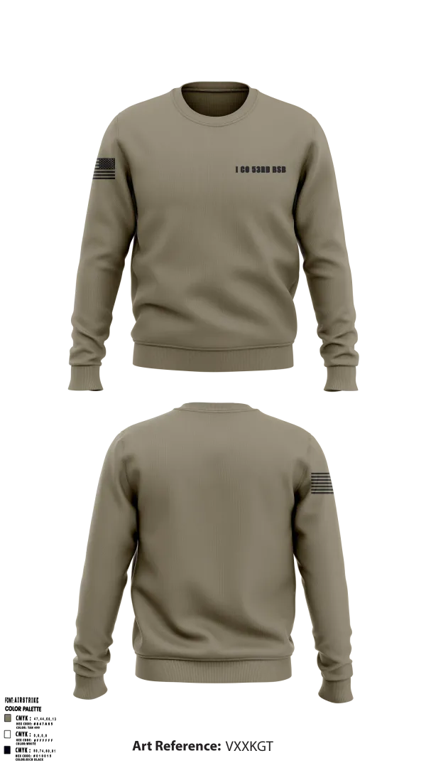 Crew Neck Sweatshirt, I Co 53rd BSB, National Guard, Teamtime, Team time, sublimation, custom sports apparel, team uniforms, spirit wear, spiritwear, sports uniforms, custom shirts, team store, custom team store, fundraiser sports, apparel fundraiser