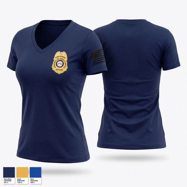 Womens Short Sleeve Vneck Shirt, Office of School Safety, Police, Teamtime, Team time, sublimation, custom sports apparel, team uniforms, spirit wear, spiritwear, sports uniforms, custom shirts, team store, custom team store, fundraiser sports, apparel fundraiser