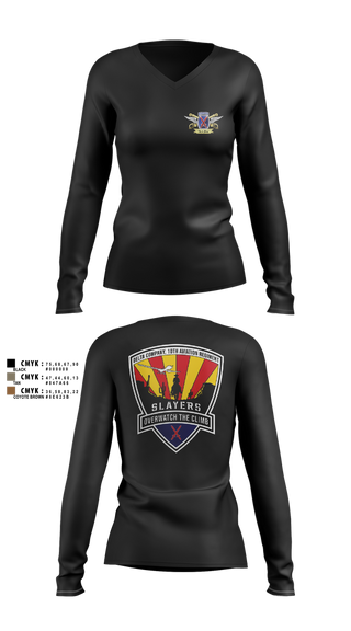 Womens Long Sleeve Vneck Shirt, 2-10 AHB Knighthawks, Army, Teamtime, Team time, sublimation, custom sports apparel, team uniforms, spirit wear, spiritwear, sports uniforms, custom shirts, team store, custom team store, fundraiser sports, apparel fundraiser