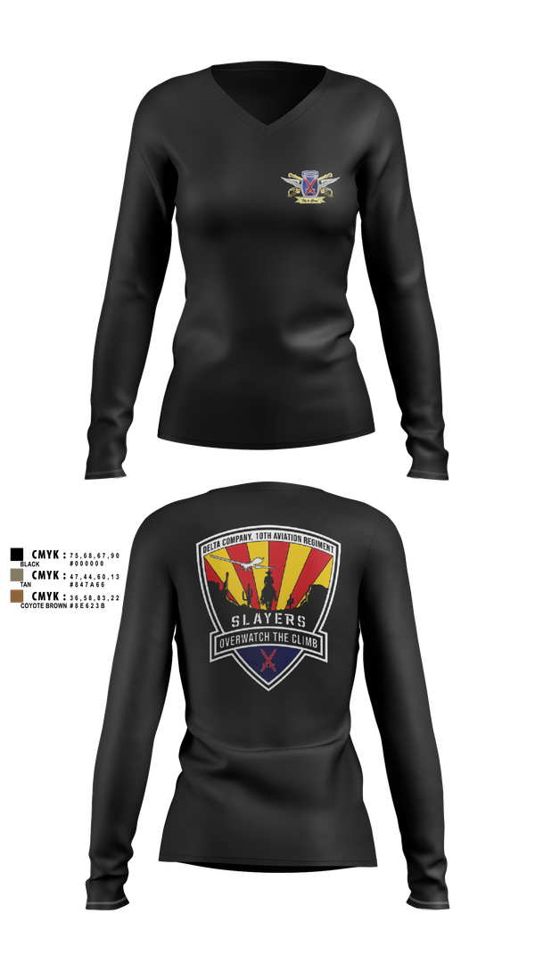 Womens Long Sleeve Vneck Shirt, 2-10 AHB Knighthawks, Army, Teamtime, Team time, sublimation, custom sports apparel, team uniforms, spirit wear, spiritwear, sports uniforms, custom shirts, team store, custom team store, fundraiser sports, apparel fundraiser