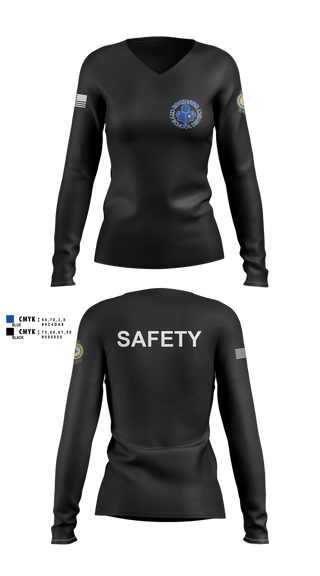 Womens Long Sleeve Vneck Shirt, RCSD ROCHESTER NY, Police, Teamtime, Team time, sublimation, custom sports apparel, team uniforms, spirit wear, spiritwear, sports uniforms, custom shirts, team store, custom team store, fundraiser sports, apparel fundraiser