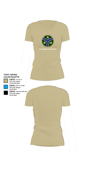 Womens Short Sleeve Vneck Shirt, 278th Armored Cavalry Regiment, National Guard, Teamtime, Team time, sublimation, custom sports apparel, team uniforms, spirit wear, spiritwear, sports uniforms, custom shirts, team store, custom team store, fundraiser sports, apparel fundraiser