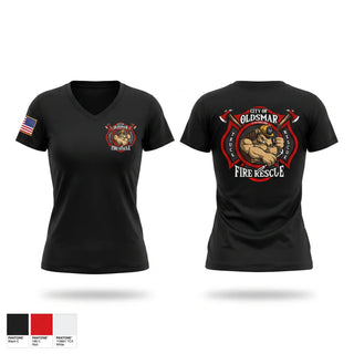 Womens Short Sleeve Vneck Shirt, Oldsmar Fire Rescue, Fire Department, Teamtime, Team time, sublimation, custom sports apparel, team uniforms, spirit wear, spiritwear, sports uniforms, custom shirts, team store, custom team store, fundraiser sports, apparel fundraiser